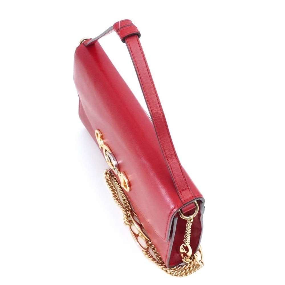 Gucci Zumi Red Shoulder Bag with Gold Chain 2 way Bag Preowned - Picture 11 of 17